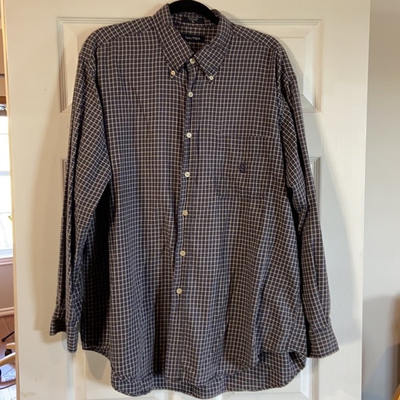 Nautica Button Down Shirt Mens XLS Classic Plaid Long Sleeve Pocket Sail Logo - Picture 1 of 4